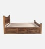 Lotus Sheesham Wood King Size Bed In Provincial Teak Finish With Box Storage