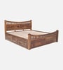 Lotus Sheesham Wood King Size Bed In Provincial Teak Finish With Box Storage