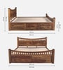 Lotus Sheesham Wood King Size Bed In Provincial Teak Finish With Box Storage