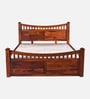 Lotus Sheesham Wood Queen Size Bed In Honey Oak Finish