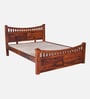 Lotus Sheesham Wood Queen Size Bed In Honey Oak Finish