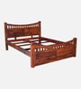 Lotus Sheesham Wood Queen Size Bed In Honey Oak Finish