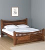 Lotus Sheesham Wood Queen Size Bed In Provincial Teak Finish