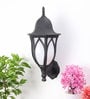 Lotus Small Black Metal Outdoor Wall Light