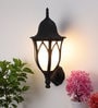 Lotus Small Black Metal Outdoor Wall Light