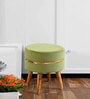 Lotus Velvet Seating Stool in Green Colour Lotus Velvet Seating Stool in Green Colour