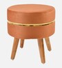 Lotus Velvet Seating Stool in Orange Colour