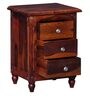 Louis Sheesham Wood Bedside Table In Honey Oak Finish With Drawers