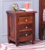 Louis Sheesham Wood Bedside Table In Honey Oak Finish With Drawers
