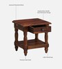 Louis Sheesham Wood Bedside Table In Honey Oak Finish With Drawer