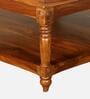 Louis Sheesham Wood Coffee Table In Provincial Teak Finish With Upholstered Top