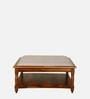 Louis Sheesham Wood Coffee Table In Provincial Teak Finish With Upholstered Top