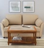 Louis Sheesham Wood Coffee Table In Provincial Teak Finish With Upholstered Top