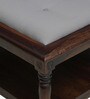 Louis Sheesham Wood Coffee Table In Provincial Teak With Upholstered Top