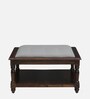 Louis Sheesham Wood Coffee Table In Provincial Teak With Upholstered Top