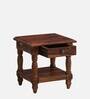 Louis Sheesham Wood Bedside Table In Honey Oak Finish With Drawer