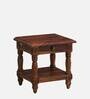 Louis Sheesham Wood Bedside Table In Honey Oak Finish With Drawer