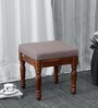 Louis Sheesham Wood Upholstered Stool In Honey Oak Finish