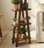 Louise Wooden Shelf Floor Lamp with Wooden Shade & Brown Base