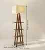 Louise Wooden Shelf Floor Lamp with Wooden Shade & Brown Base