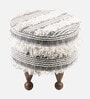 Louisville Round Seating Stool With Frges Upholstery In Grey Color