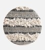 Louisville Round Seating Stool With Frges Upholstery In Grey Color
