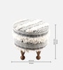 Louisville Round Seating Stool With Frges Upholstery In Grey Color
