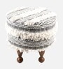 Louisville Round Seating Stool With Frges Upholstery In Grey Color