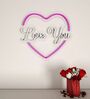 Love You Text in Heart Design Neon LED Light- Red