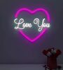Love You Text in Heart Design Neon LED Light- Red