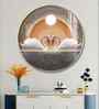 Loving Couple Swan Acrylic Round Wall Art