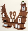 Loving Swan Backlit Designer Wooden Wall Shelf