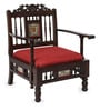 Teak Wood 1 Seater Sofa in Red & Walnut Finish