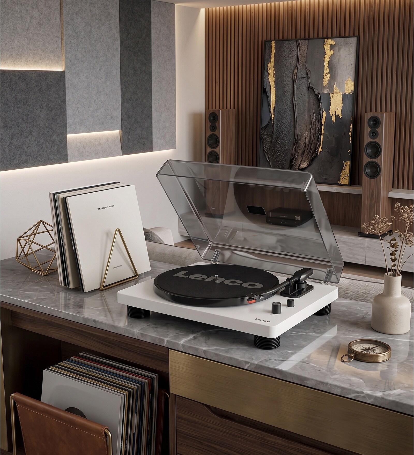 LS-50 Vinyl Record Player Turntable Bluetooth with Integrated Speaker Preamp (33/45/78 RPM) Vinyl To Mp3, Includes Extra Stylus, Grey Colour