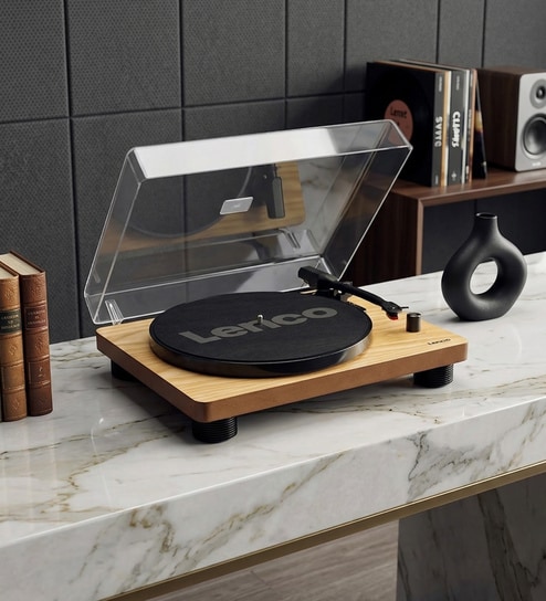 LS-300 Turntable Vinyl Record Player with Bluetooth and 2 Separate Speakers, Wooden Finish