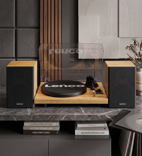 LS-500 Vinyl Record Player Bluetooth Turntable with 2 Separate Speakers, Wooden Finish