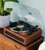 LS-430 Turntable Vinyl Record Player with Bluetooth Belt Drive, Pitch Control, Preamp, RCA Out and AUX in 3.5Mm Integrated Speaker 40 Watt RMS, Brown Colour