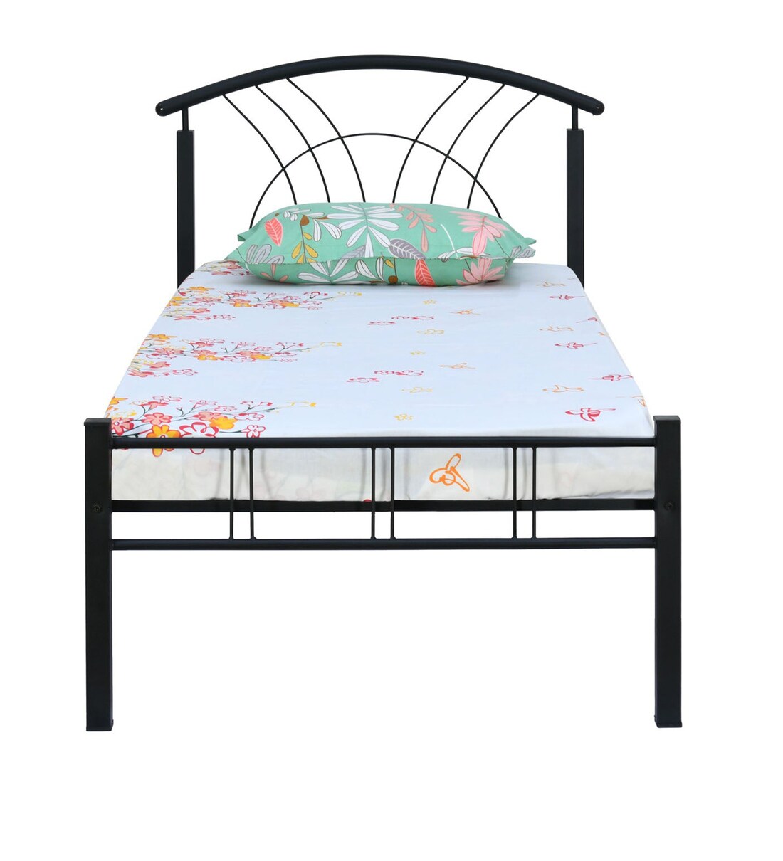 Buy Lucas Metal Single Bed in Black Finish by Nilkamal Online Modern