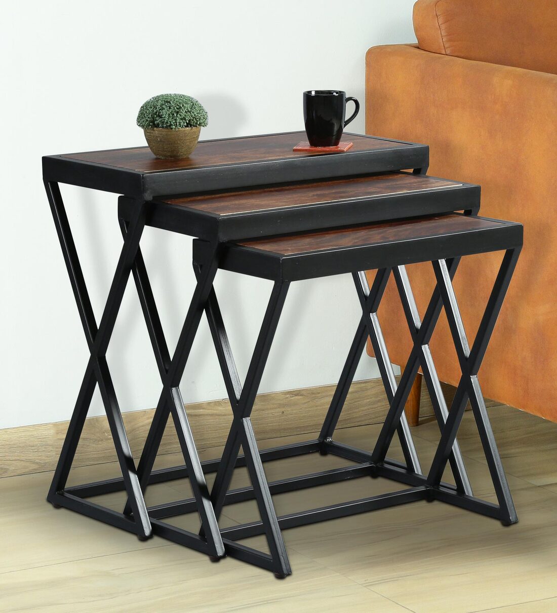 Buy Lucia Solid Wood Nest Of Tables In Provincial Teak Finish Online