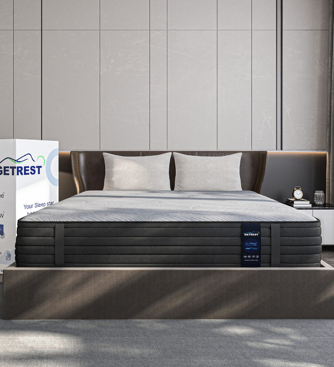 Buy LuxeAdapt 12 Inch Pocketed Spring With 7 layered ErgoMax King Size Mattress By GetRest