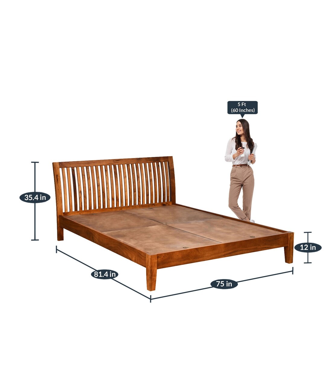 Buy Luxurious Solid Wood King Size Bed in Brown Finish by Doctor Dreams