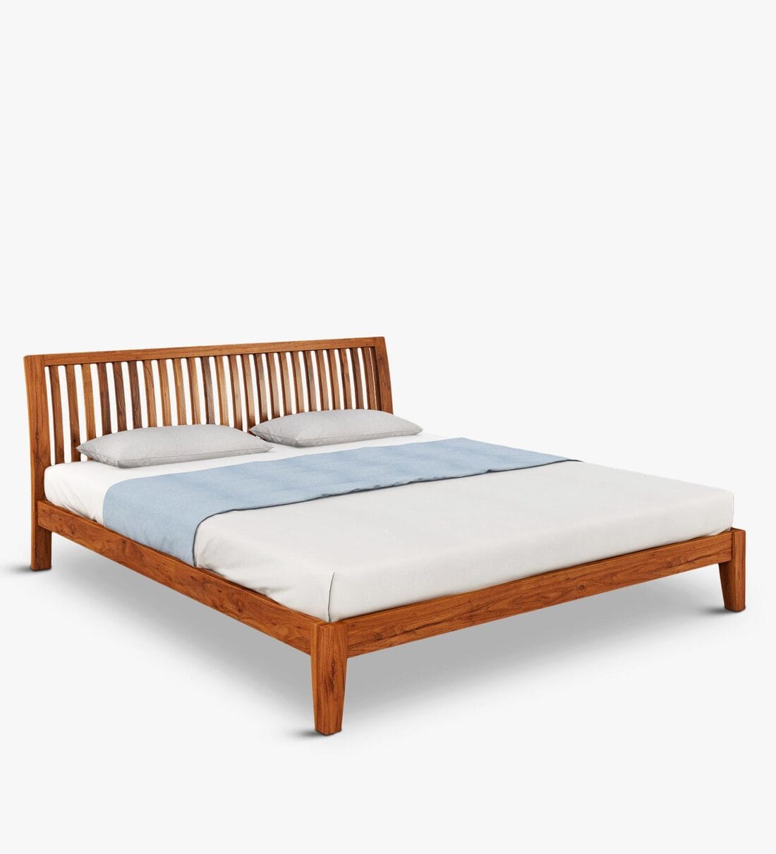 Buy Luxurious Solid Wood Queen Size Bed in Brown Finish by Doctor