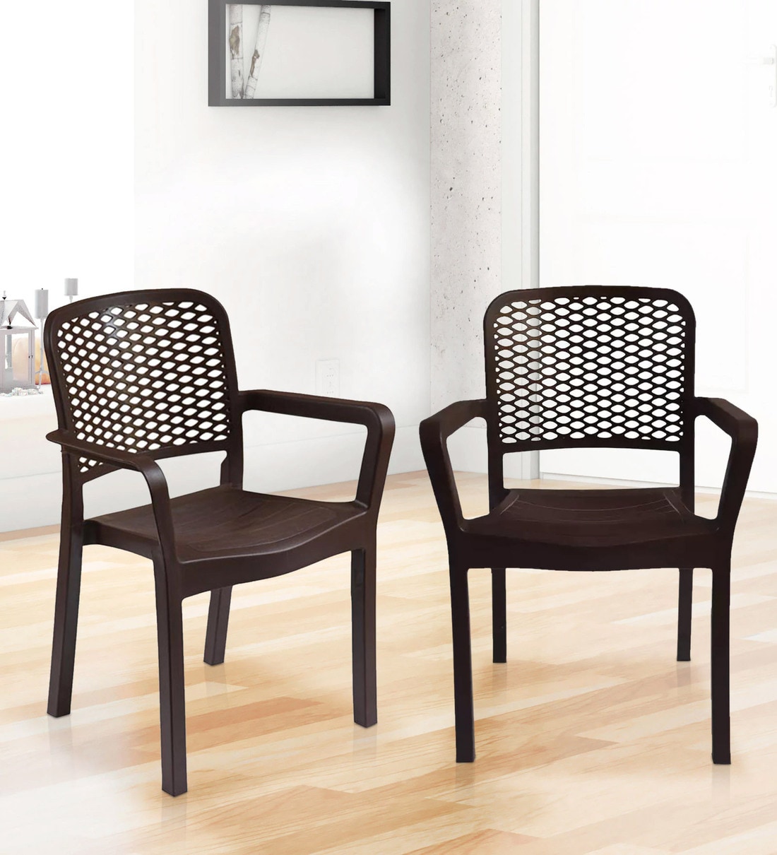 Buy Luxury Plastic Chair (Set of 2) in Brown Colour By Italica Online ...