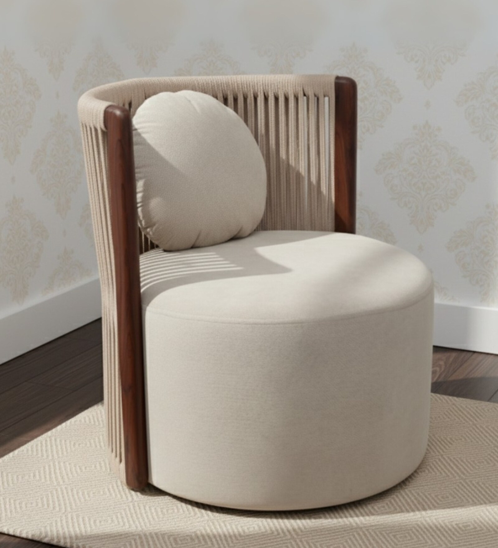 Lubin Teak Wood Bedroom Chair In Brown Finish