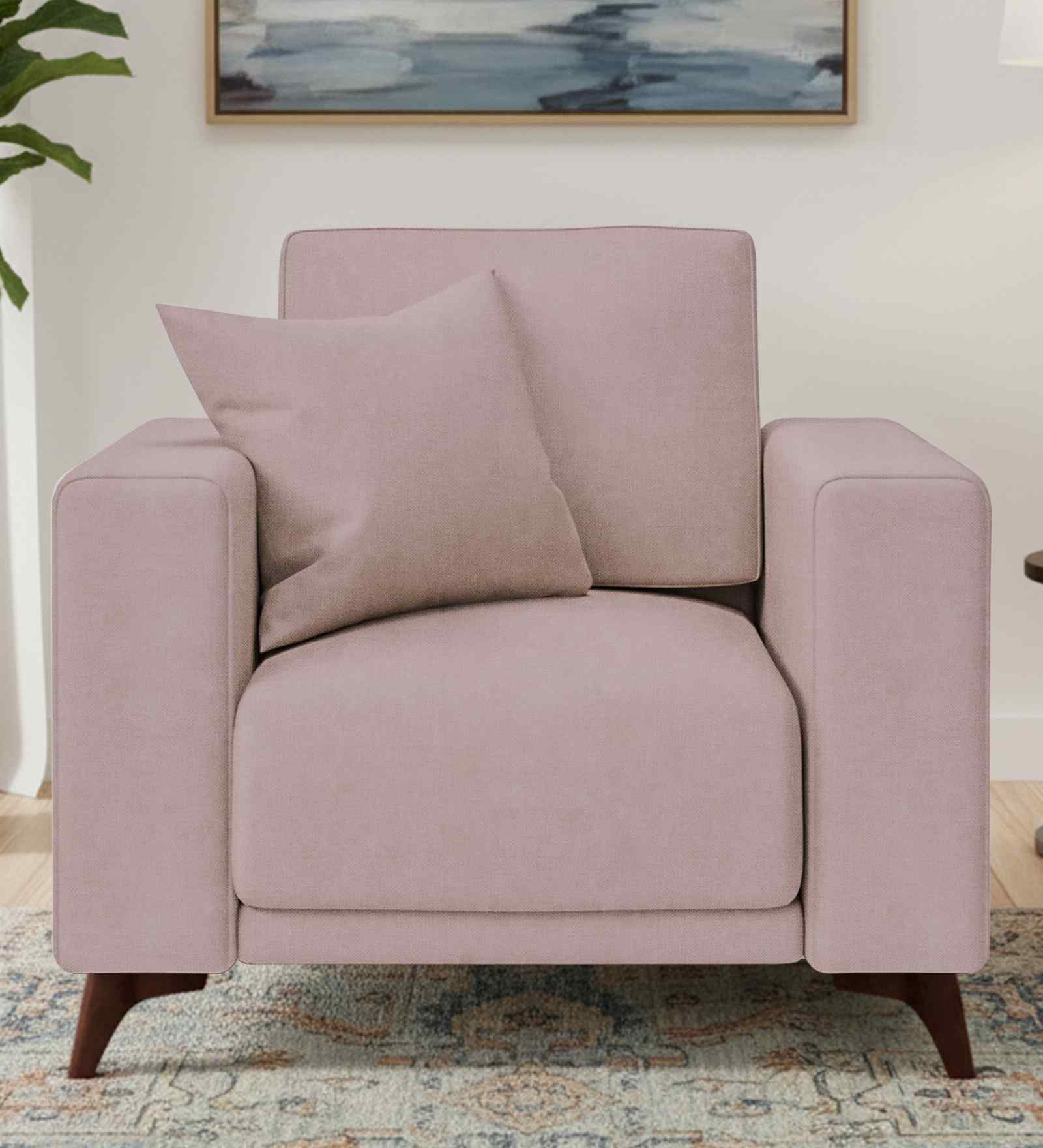 Luca Fabric 1 Seater Sofa In Almond Beige Color