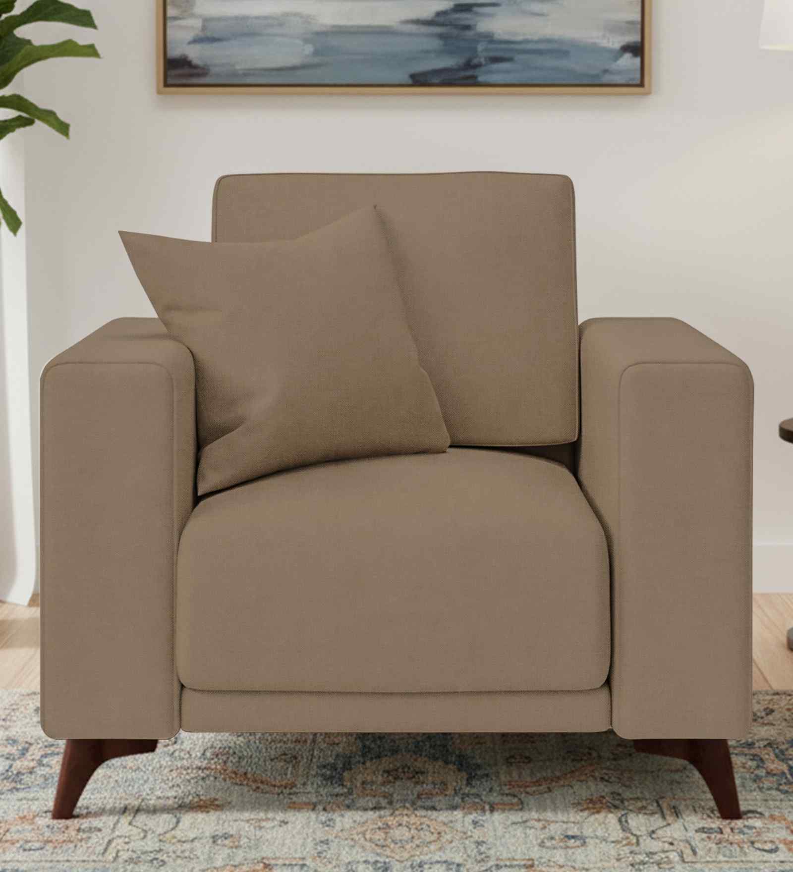 Luca Fabric 1 Seater Sofa In Hazel Beige Color