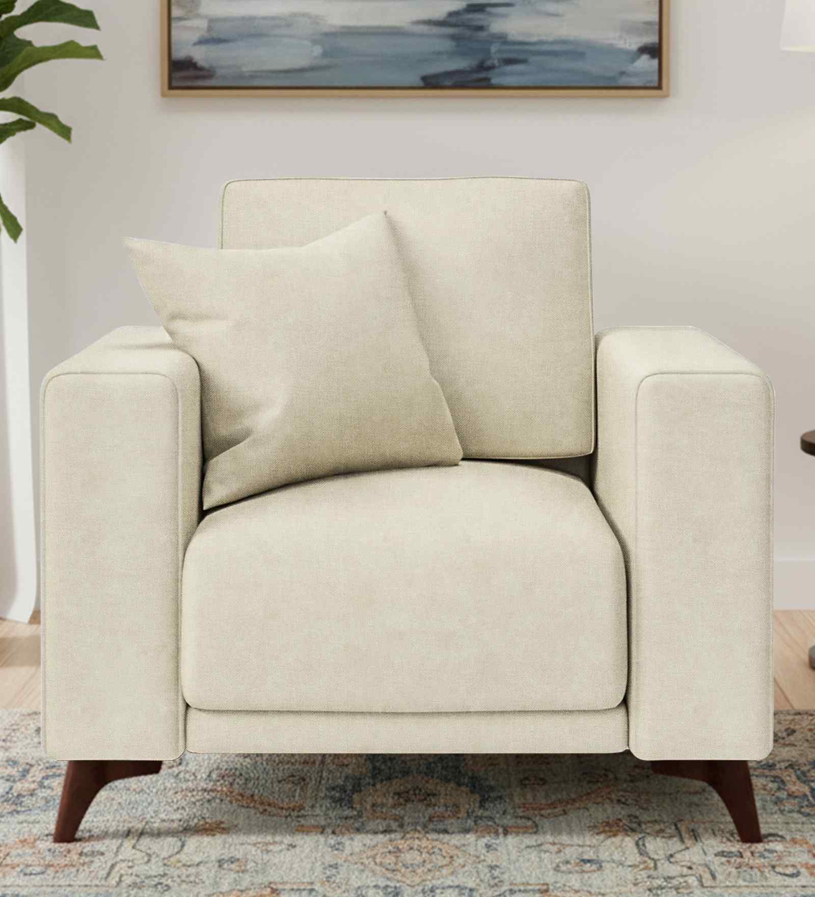 Luca Fabric 1 Seater Sofa In Maple Cream Color