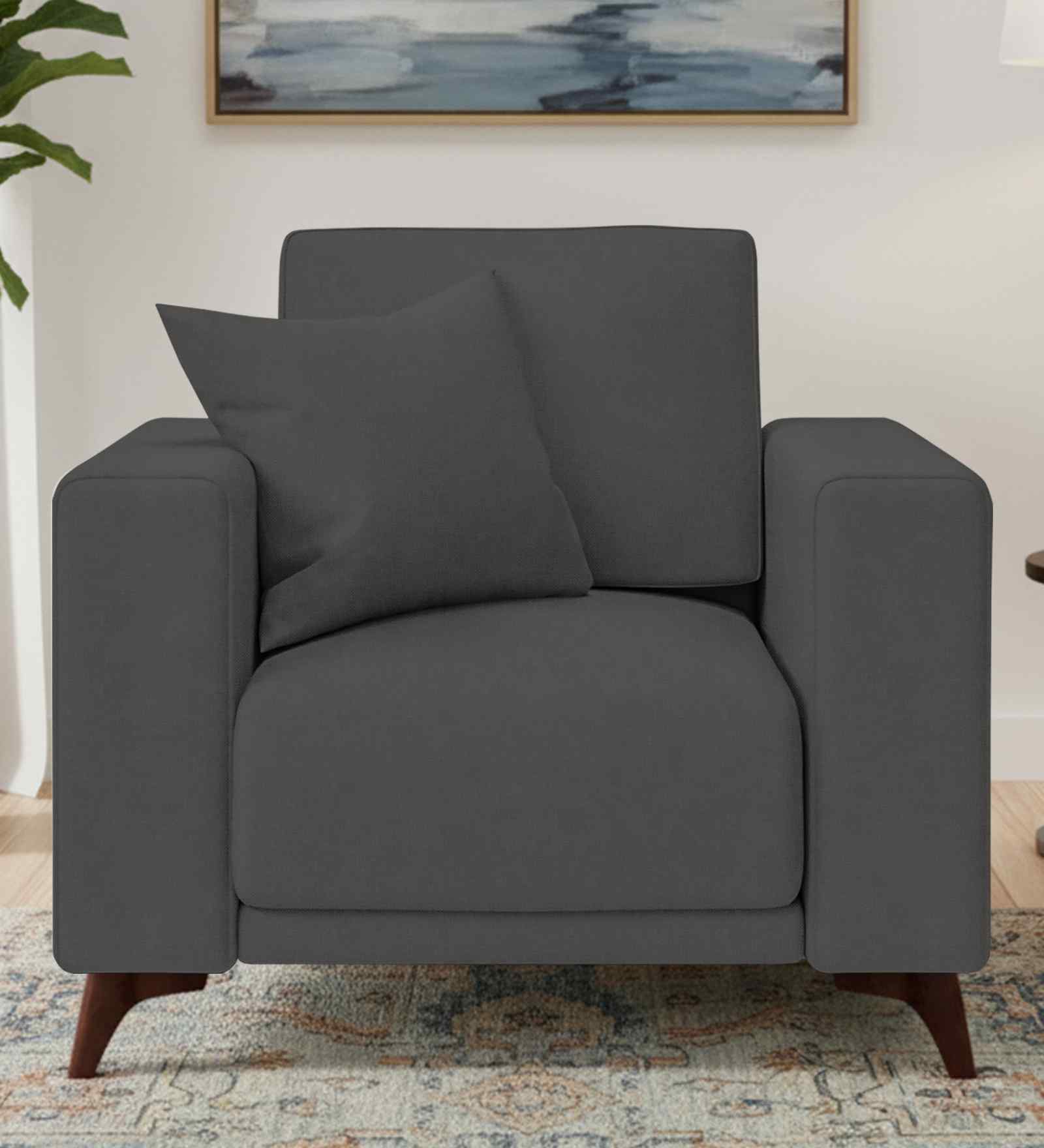 Luca Fabric 1 Seater Sofa in Stone Grey Color