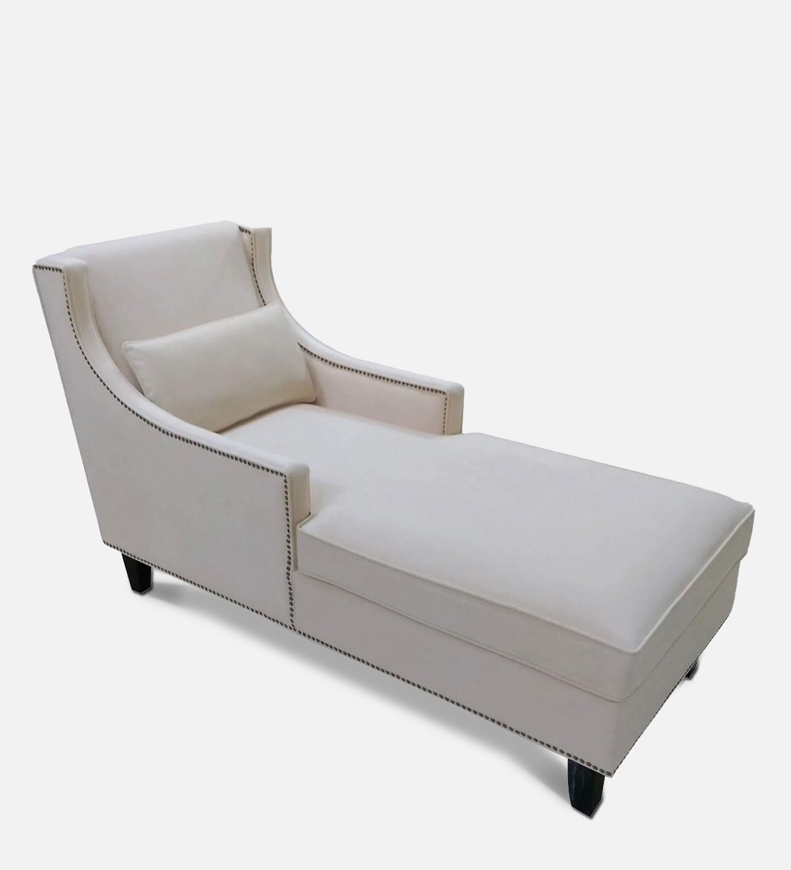 Lucan Velvet Chaise Lounger in Cream Colour
