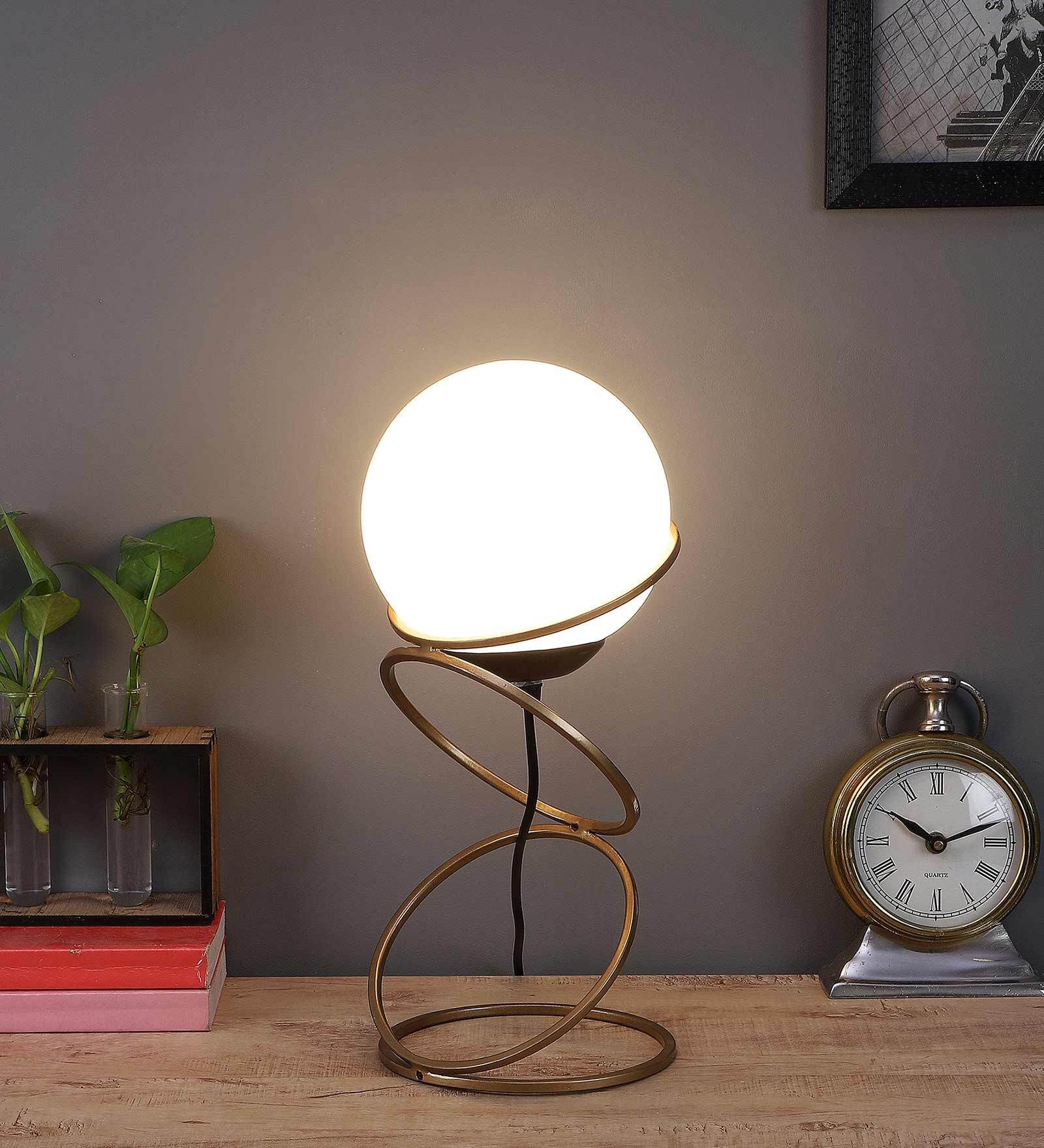 Lucca White Shade Table Lamp With Metal Base
